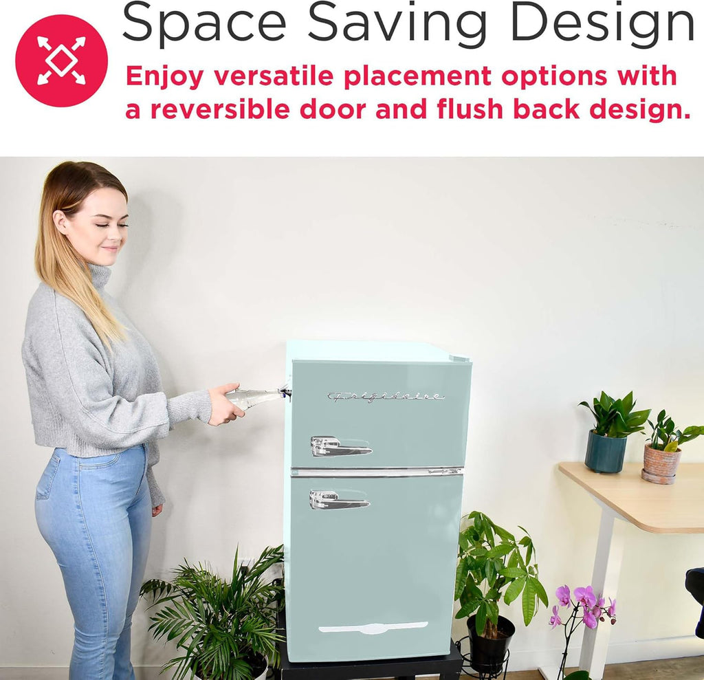Frigidaire Retro Mini Fridge with Freezer Side Bottle Opener-Small 2 Door Refrigerator Office Bar wourant