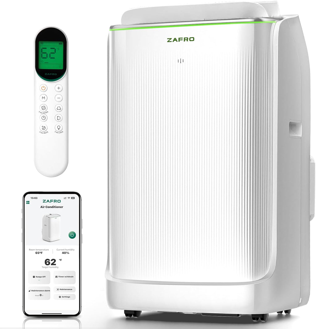 ZAFRO 8,000 BTU Portable Air Conditioners, 4 Modes Portable AC Unit with Fast Cooling/Energy Efficient/Remote/24Hrs Timer for Bedroom/Dorms/Indoor Rooms, White wourant