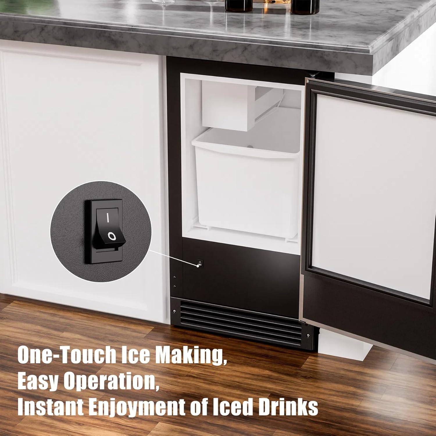 COTLIN 15" W Drainless Under Counter Ice Maker with 22LBS Storage Bin, Crescent Ice, Free Standing Built-in Ice Maker for Residential Commercial Use, No Drain Required, ETL Approved, 2025 Upgraded wourant