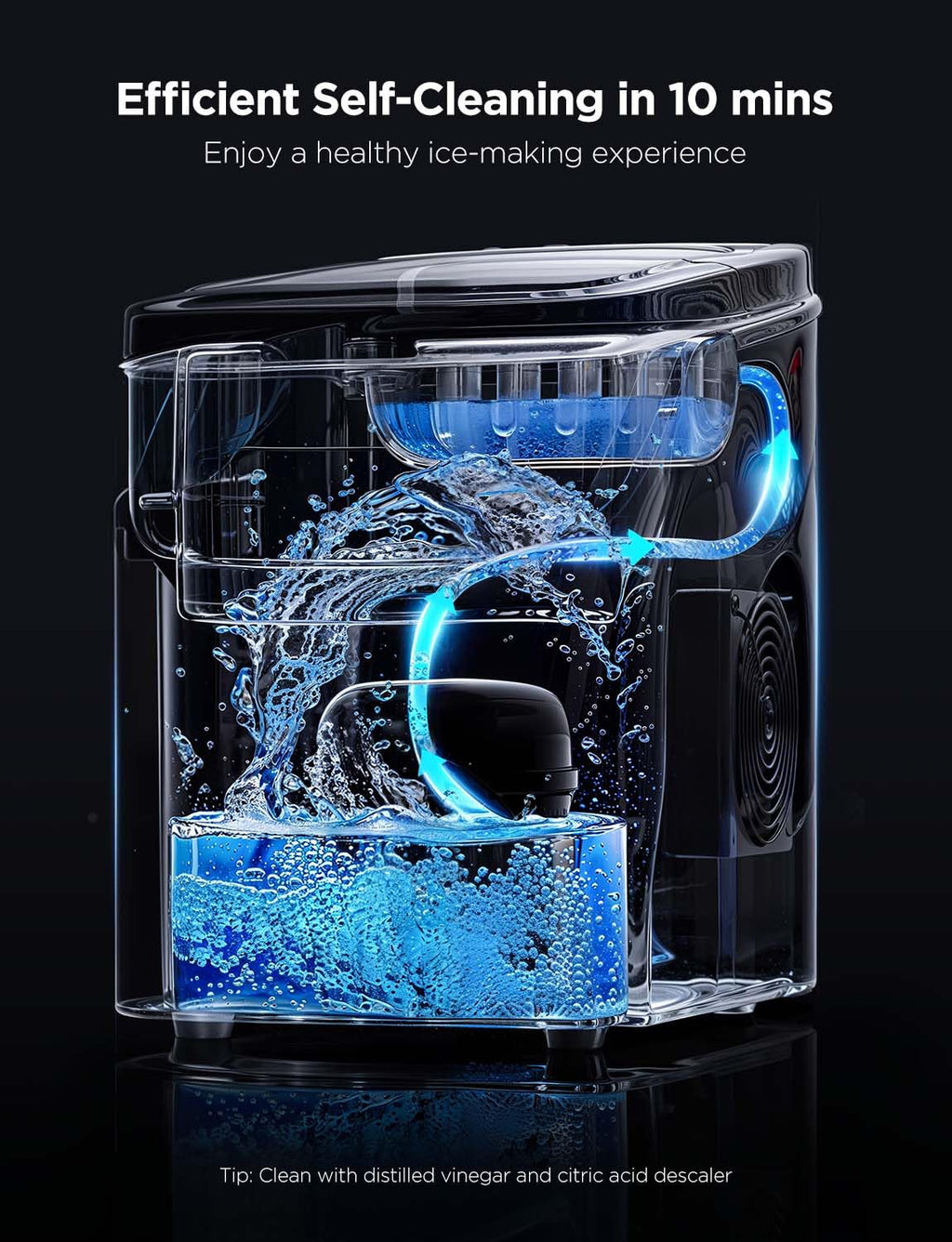 GoveeLife Smart Ice Maker Countertop, Portable Ice Machine with Voice Control, 9 Ice Cubes in 6 Minutes 3 Sizes, 26lbs/24Hrs, Self Cleaning RGB Lights, Quiet Ice Maker with Scoop for Kitchen Black wourant
