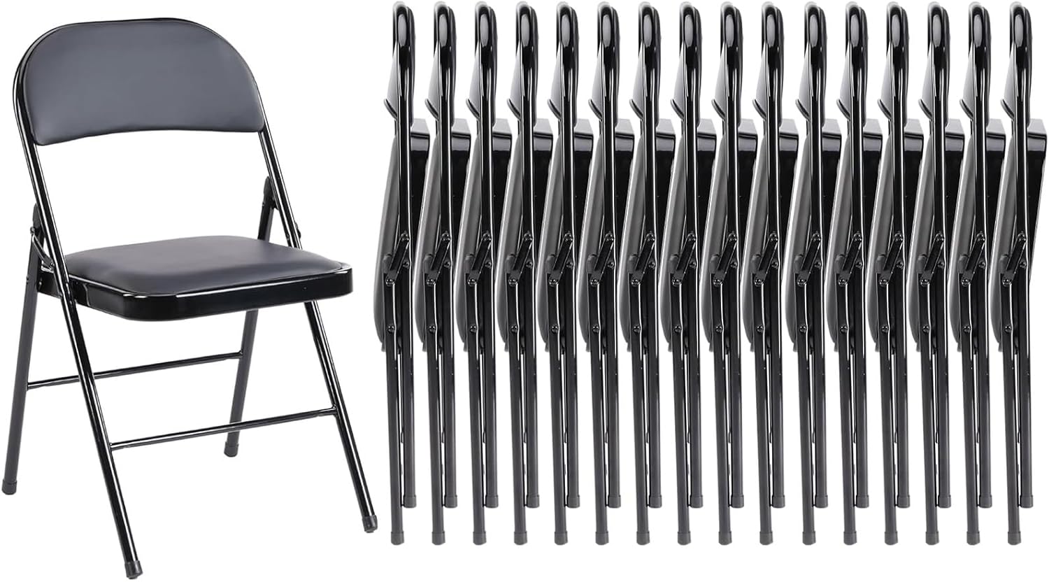 Sweetcrispy Folding Chair 12 Pack, Leather Padded Folding Chairs, Sturdy Metal Foldable Chairs wourant