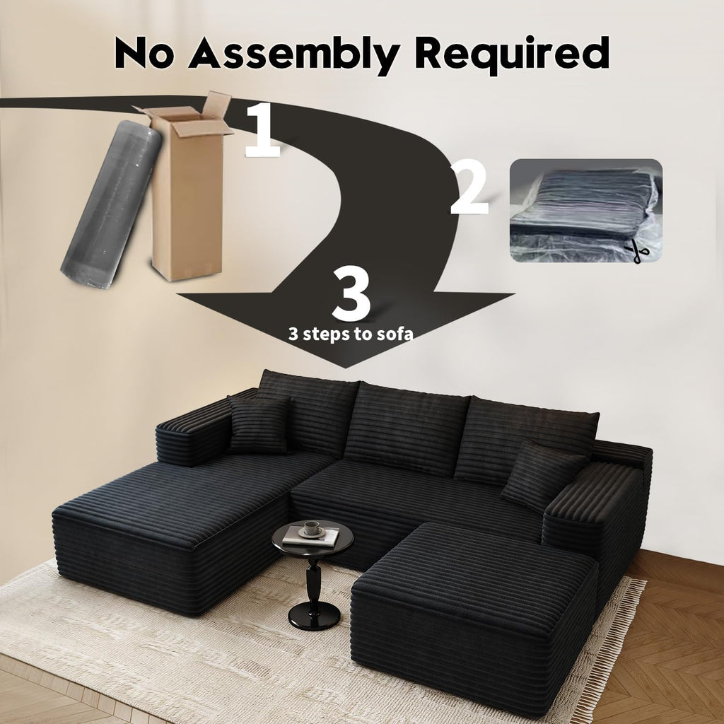 107.5" Cloud Modular Sectional Sofa Couch with L-Shape Chaise,Modern Minimalist Upholstered Couches wourant
