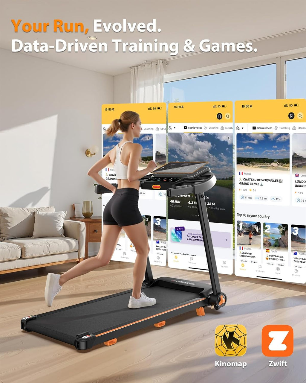 Foldable Treadmill for Home with Incline Extra Large Dual LED Screen Home Office Treadmills wourant