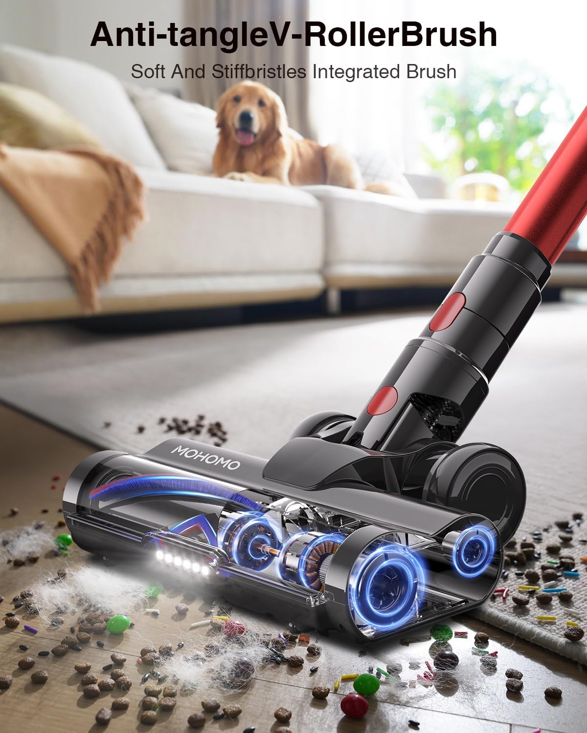 Cordless Vacuum Cleaner,580W 48KPA 65Mins Vacuum Cleaners for Home,Self-Standing Stick Vacuum with Anti-Tangle Brush & OLED Touch Screen,Rechargeable Vacuum Cordless for Pet Hair,Carpet,Hardwood Floor wourant