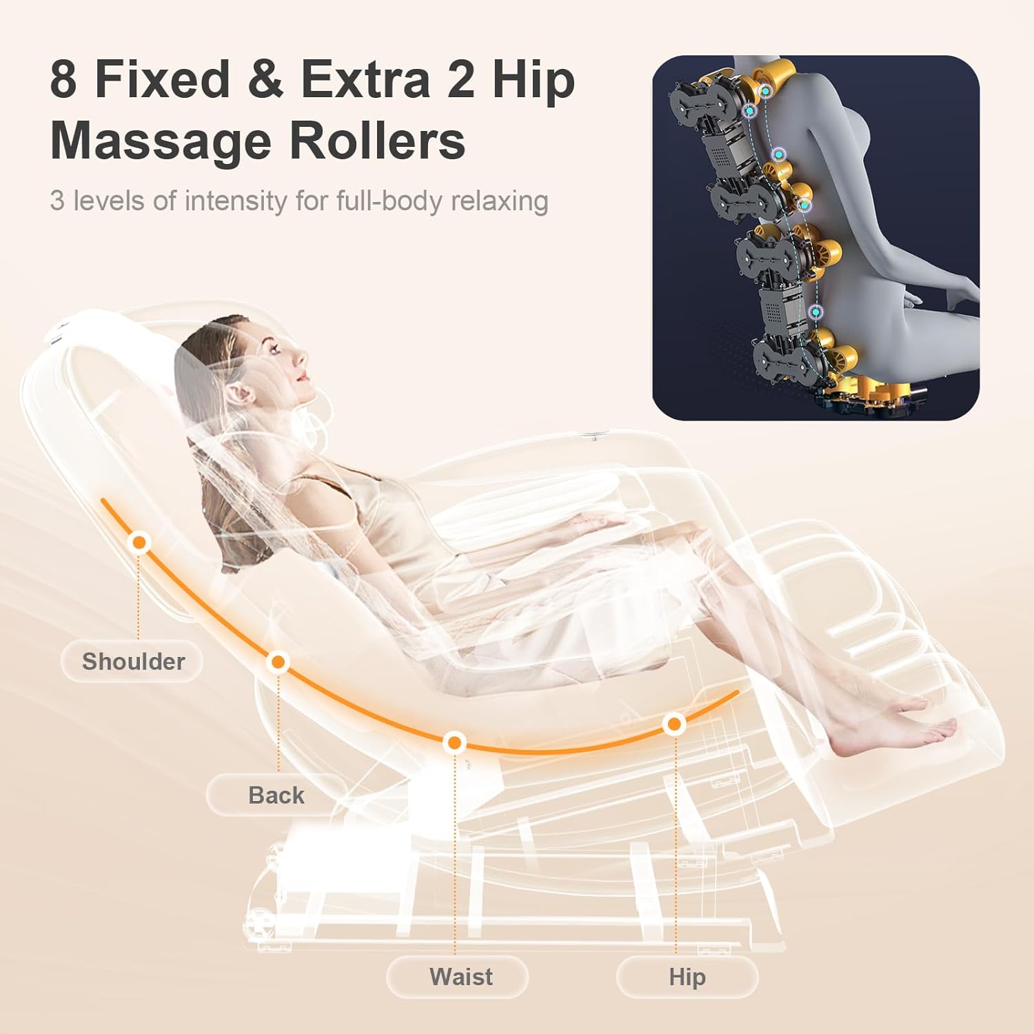 2025 Massage Chair Full Body, Zero Gravity Massage Chair with 10 Fix Rollers, Heating, Foot Massage, Auto Modes, Bluetooth Speaker, Touch Screen Controller (Black & Brown) wourant