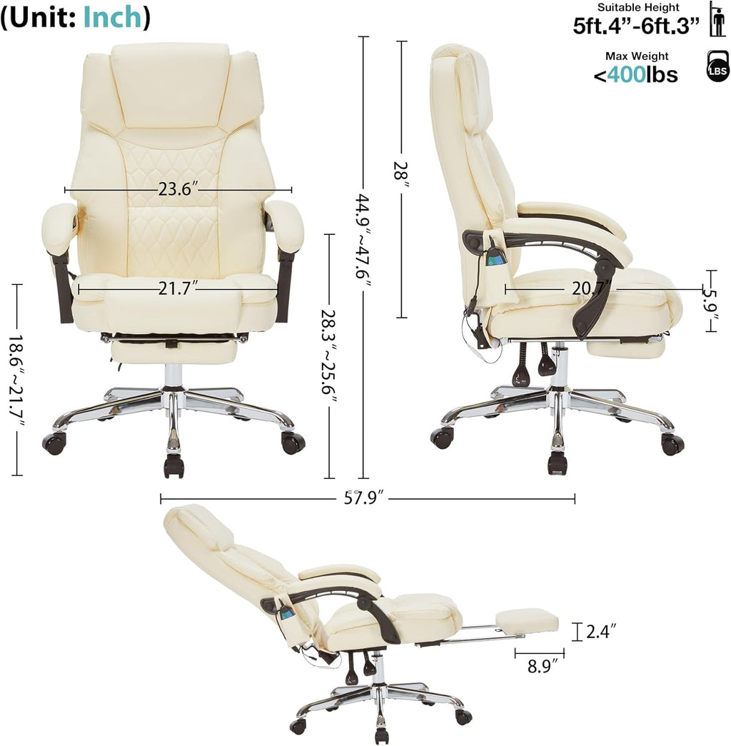 Massage Office Chair with Footrest 6 Point Vibration and Heating Home Executive Office Desk Chair wourant