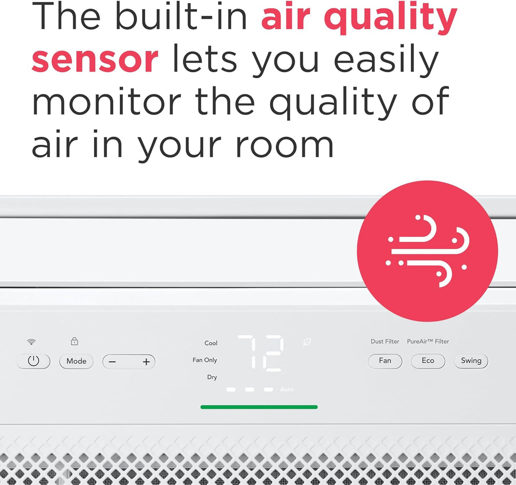 Frigidaire GHWQ103WC1 Inverter Quiet Temp Room Air Conditioner, 10,000 BTU with Wi-Fi Connected, Works with Alexa, Energy Star Certified, Easy-to-Clean Washable Filter, in White wourant