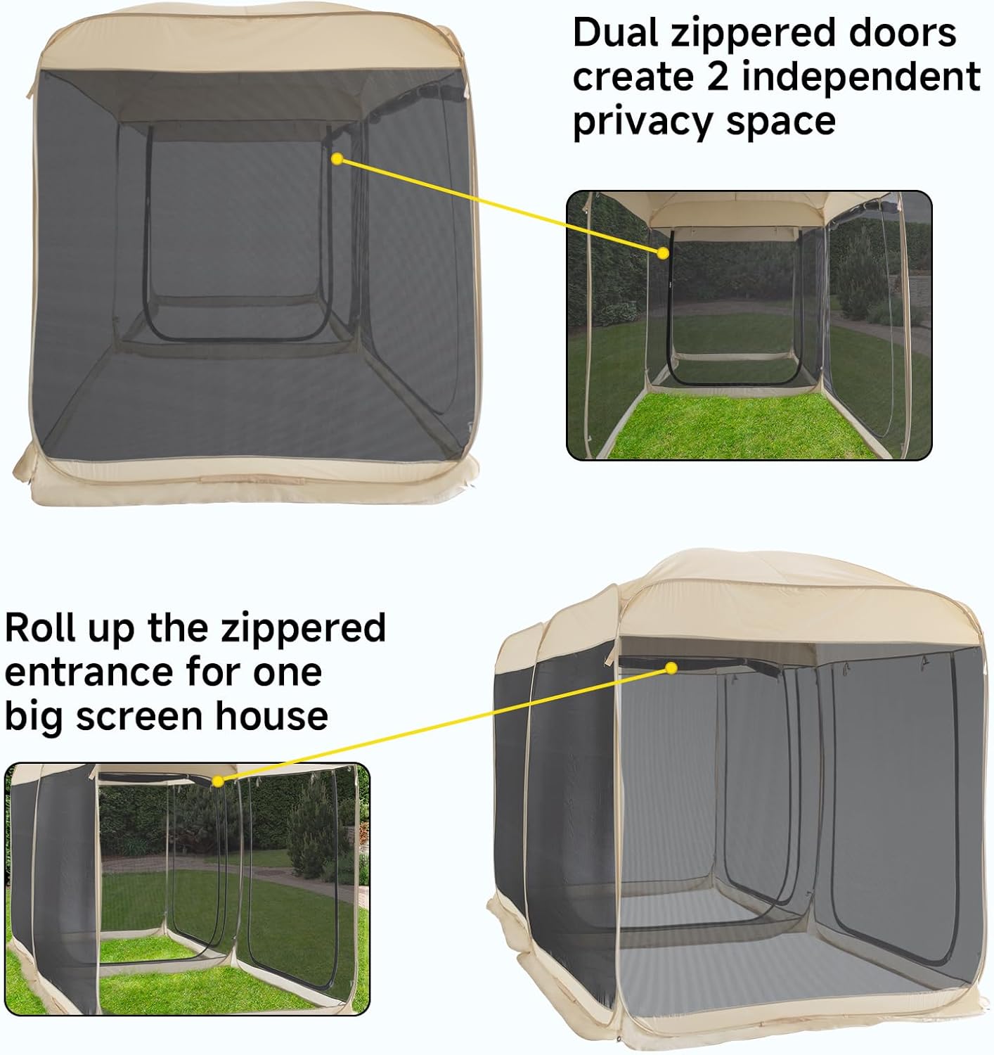 Screen gazebo, sleeps 6-10-15 people Igloo-style canopy tent with mosquito net on the sides Perfect for garden, patio, backyard wourant