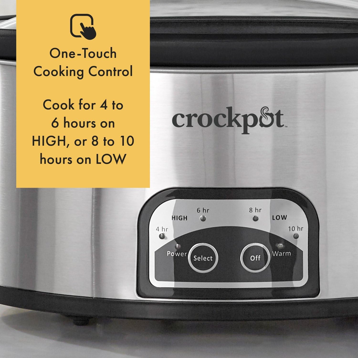 Large 8-Quart Programmable Slow Cooker with Auto Warm Setting Black Stainless Steel wourant