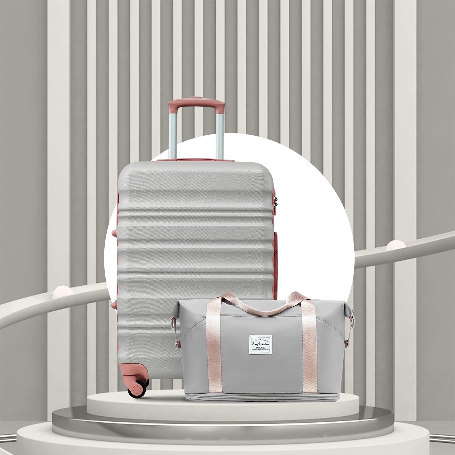 LONG VACATION 6 Piece Luggage Set Carry on Suitcase with ABS+PC hardshell, Spinner Wheels & YKK Zipper TSA Lock wourant