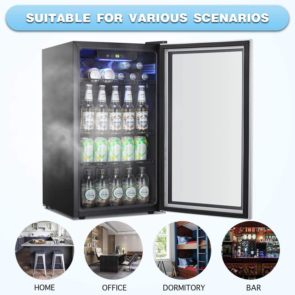 Antarctic Star Beverage Refrigerator Cooler 68 Can, Mini Fridge with Glass Door for Beer Drinks Wine,Freestanding Small Fridge with Electronic Temperature Control for Home and Bar,1.7 cu.ft wourant