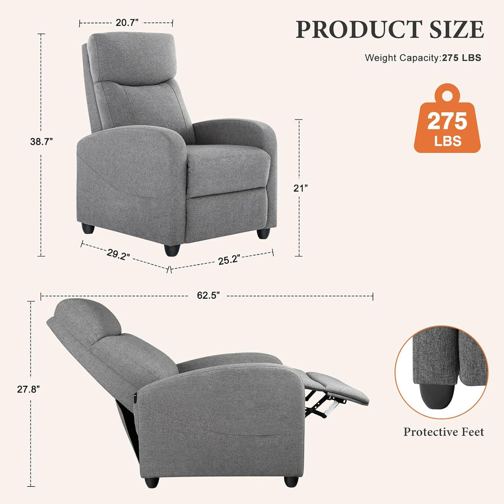 Sweetcrispy Recliner Chair, 360 Swivel Rocker Chair for Adults, Glider Rocker Recliners, Nursery Chairs for Living Room, High Back, Upholstered Deep Seat, Classical Brown wourant