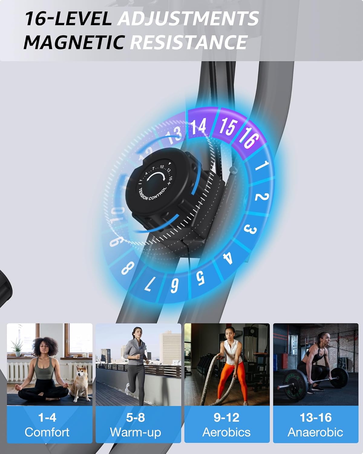 Foldable Exercise Bike Stationary Bikes for Home, 5 IN 1 Indoor Workout Bike, Cycling Bike with 16-Level Quiet Magnetic Resistance, 6.6 LBS Flywheel and 300LBS Capacity, 2025 Designed 817 X-bike wourant