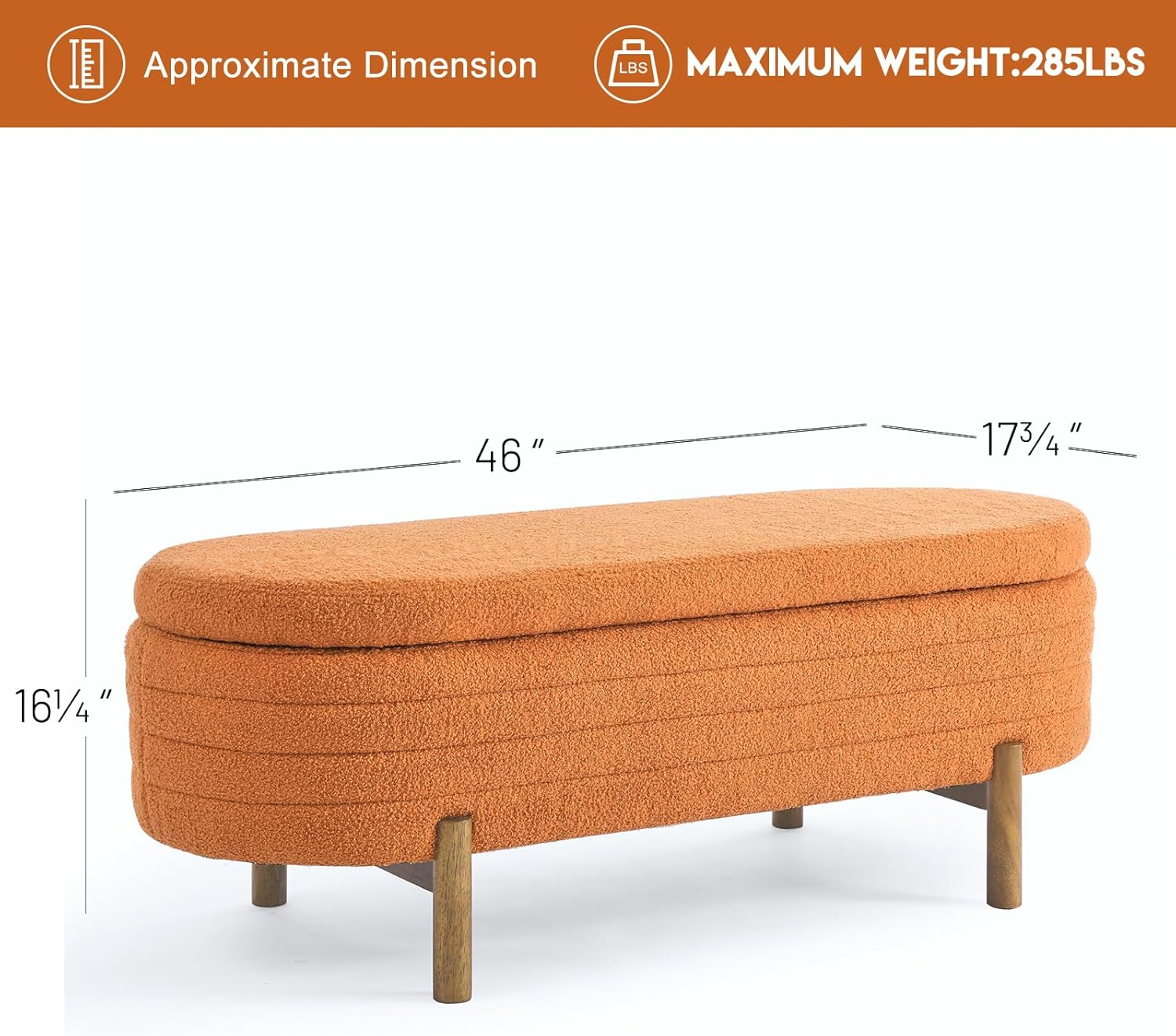Furniliving Modern Storage Ottoman Bench, Sherpa Ottoman End of Bed Bench with Solid Wood Legs Upholstered Ottoman Benches with Storage Indoor Bench wourant