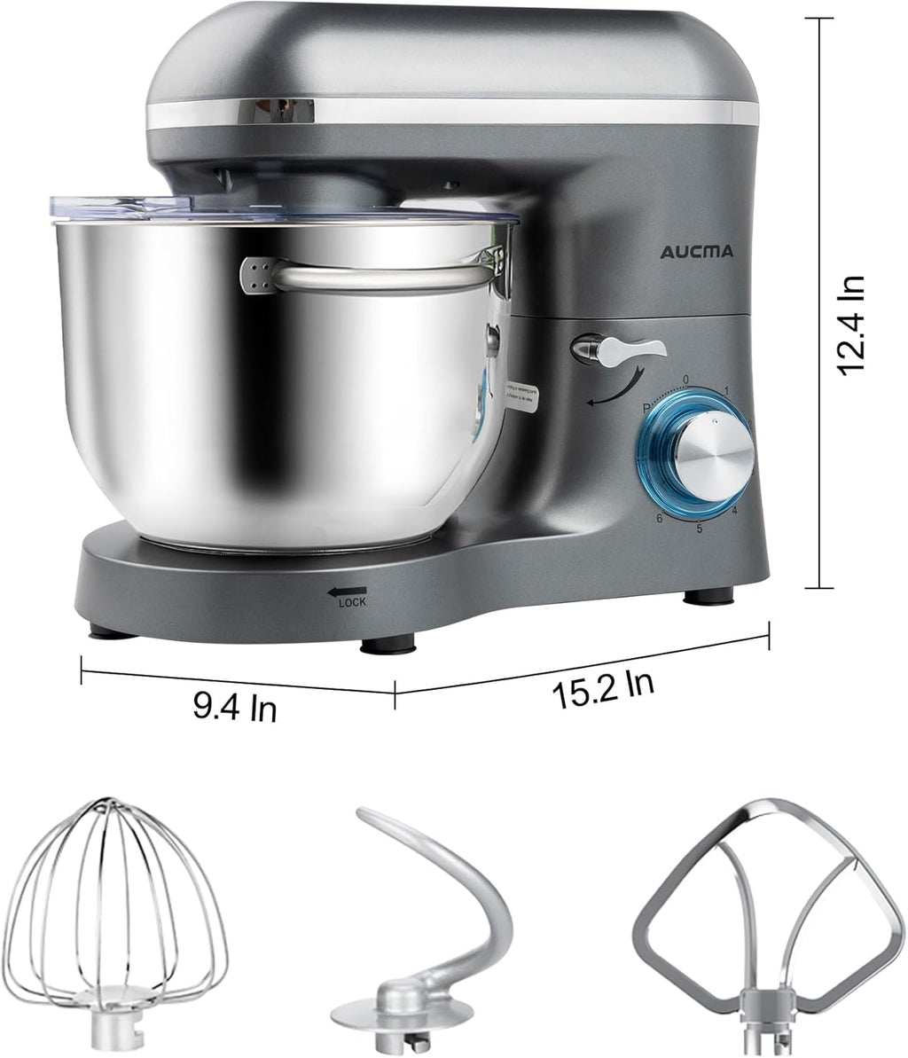 Aucma Stand Mixer,6.5-QT 660W 6-Speed Tilt-Head Food Mixer, Kitchen Electric Mixer with Dough Hook wourant