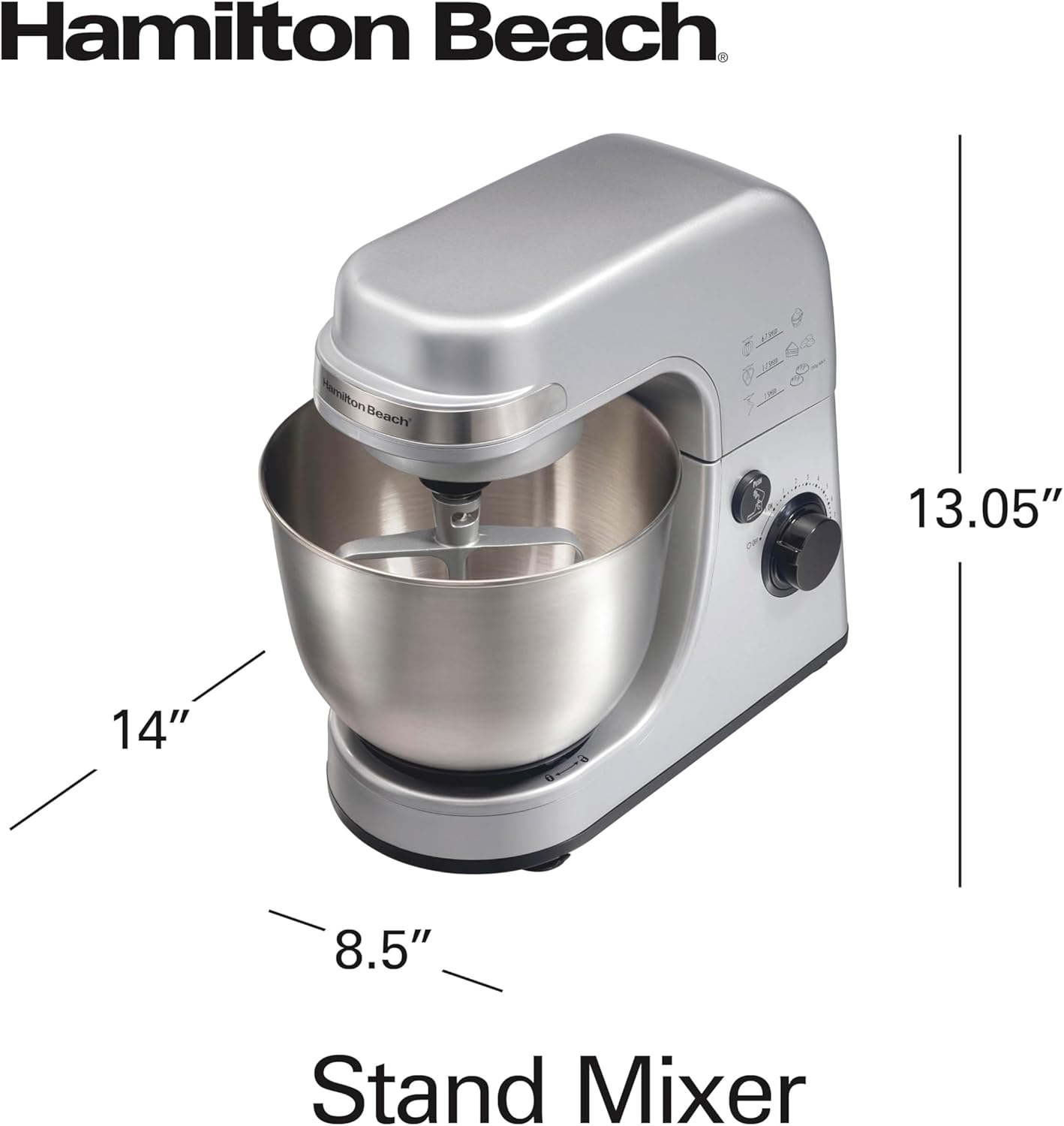 Hamilton Beach Electric Stand Mixer, 4 Quarts, Dough Hook, Flat Beater Attachments, Splash Guard 7 Speeds with Whisk, Black wourant
