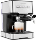 Chefman CaféMaster Pro Espresso Machine, Brew Single or Double Shots, Coffee Maker with Built-In Milk Frother for Cappuccino & Latte, XL 1.8 Liter Removable Water Reservoir - Stainless Steel woonhhop