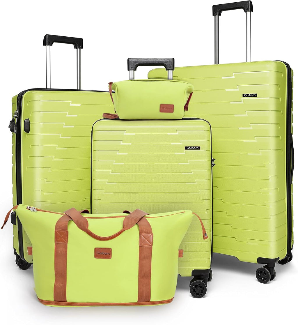 5-piece luggage set with wheels, ABS hardshell suitcase with spinner wheels wourant