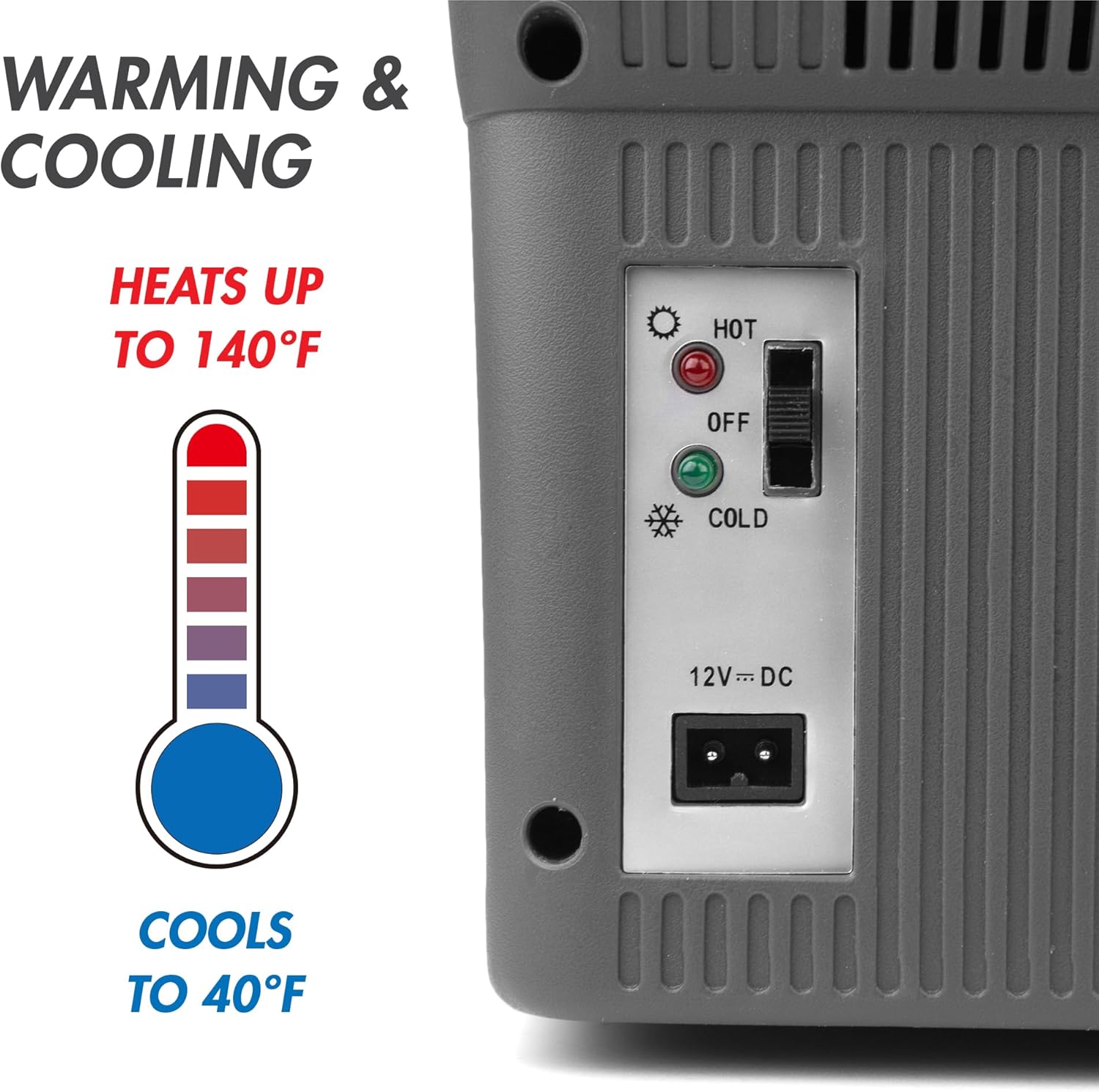 Personal Thermoelectric Cooler/Warmer, 14 Liter Capacity, Portable Electric Car Cooler with 12/24V DC, 12V Small Fridge for Car, RV, and Camping Use, UL Listed wourant