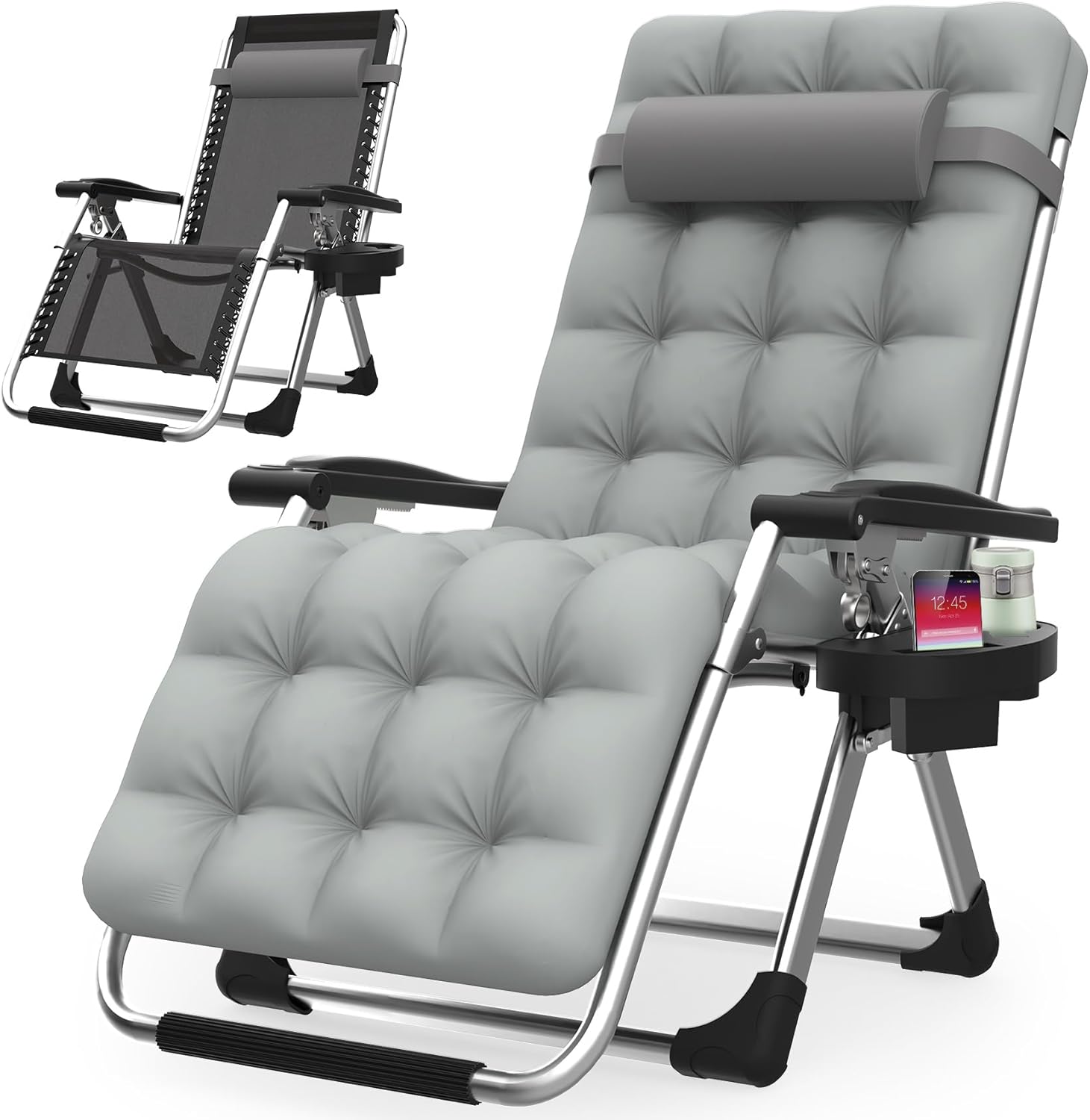 Indoor and outdoor patio chair folding lounge chair zero gravity chair with removable cushion camping lounge chair wourant