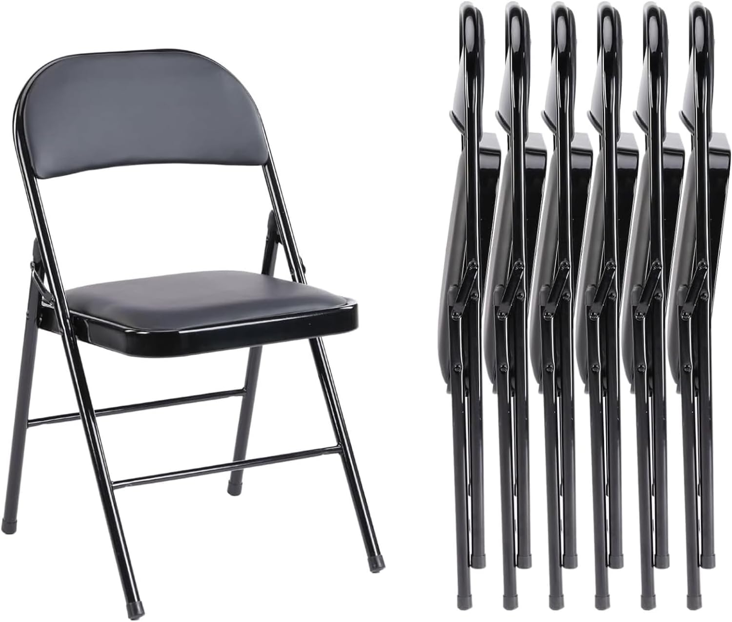 Sweetcrispy Folding Chair 12 Pack, Leather Padded Folding Chairs, Sturdy Metal Foldable Chairs wourant