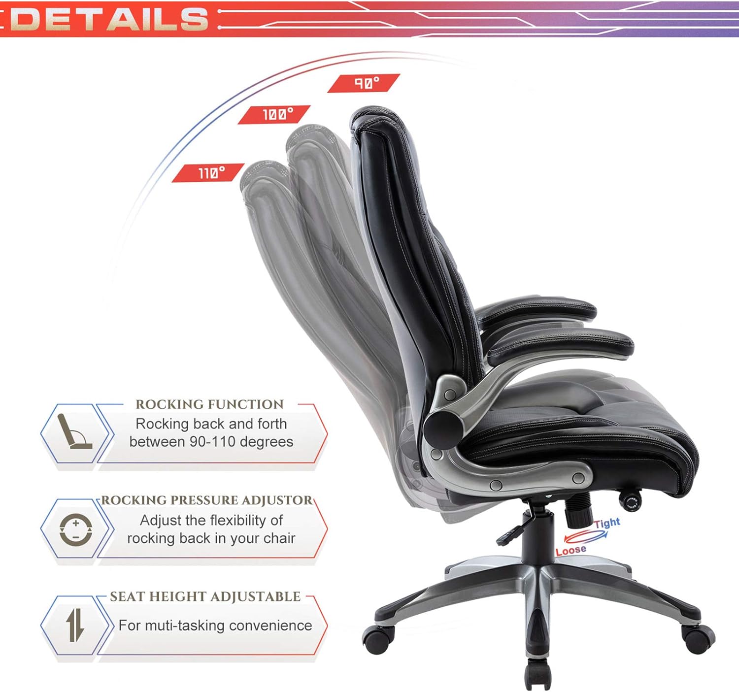 Executive Office Chair Computer Desk Chair Swivel Home Office Chair Upgraded Casters wourant