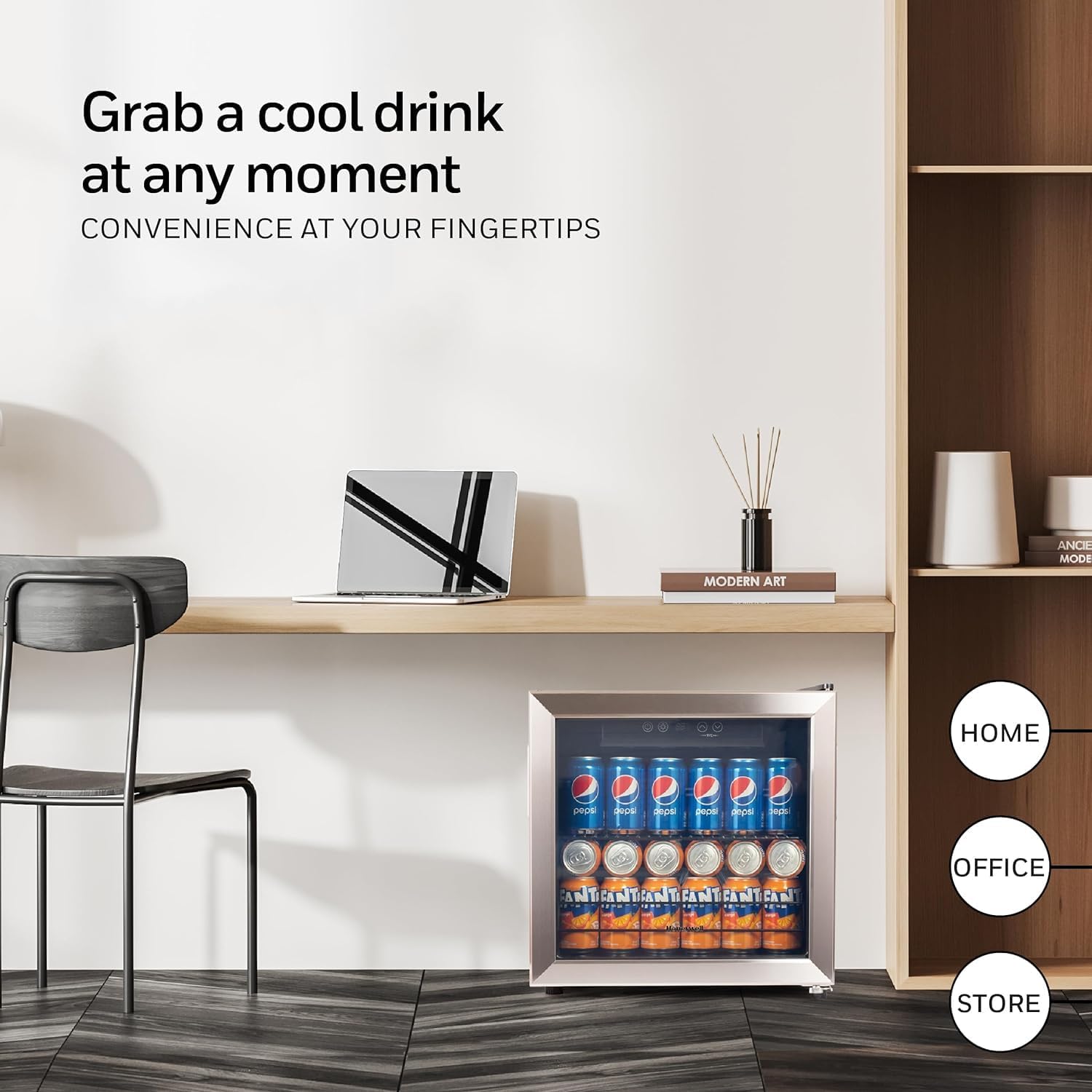 Beverage Refrigerator and Cooler, 115 Can Mini Fridge with Glass Door for Soda Beer or Wine for Office or Bar with Adjustable Removable Shelving wourant