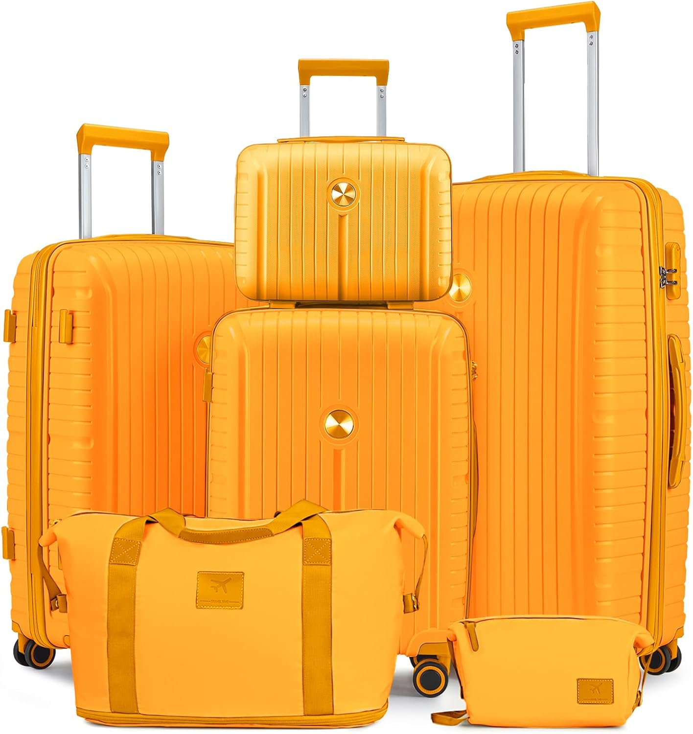 5-piece PP hardshell lightweight travel carry-on luggage set with dual spinner wheels and TSA lock wourant