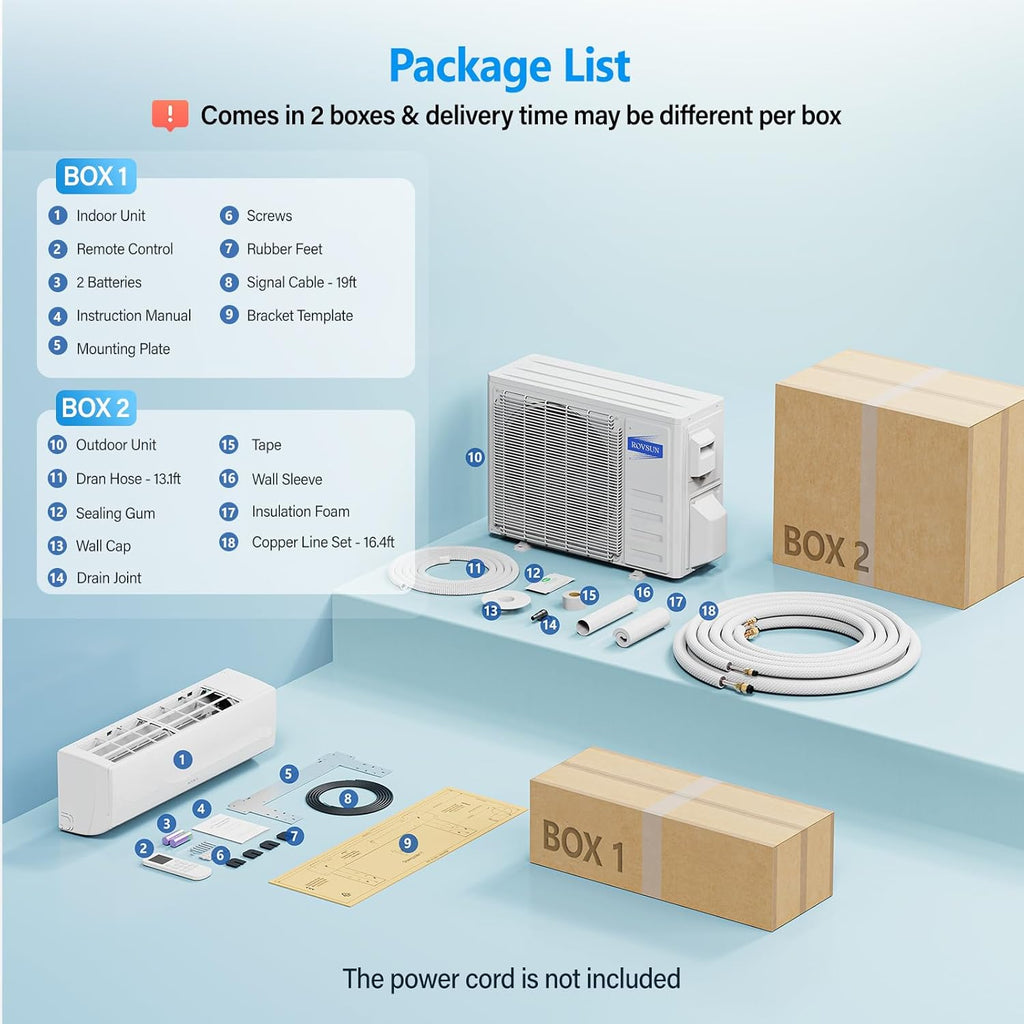 ROVSUN 9000 BTU Wifi Enabled Mini Split Air Conditioner & Heater with Inverter, 19 SEER2 Energy Saving 115V Ductless Split AC Unit with Pre-Charged Condenser, Heat Pump & Installation Kit wourant
