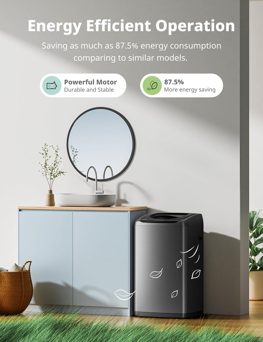 Comfee Portable Washing Machine, 0.9 cu.ft Compact Washer With LED Display, 5 Wash Cycles, 2 Built-in Rollers, Space Saving Full-Automatic Washer wourant