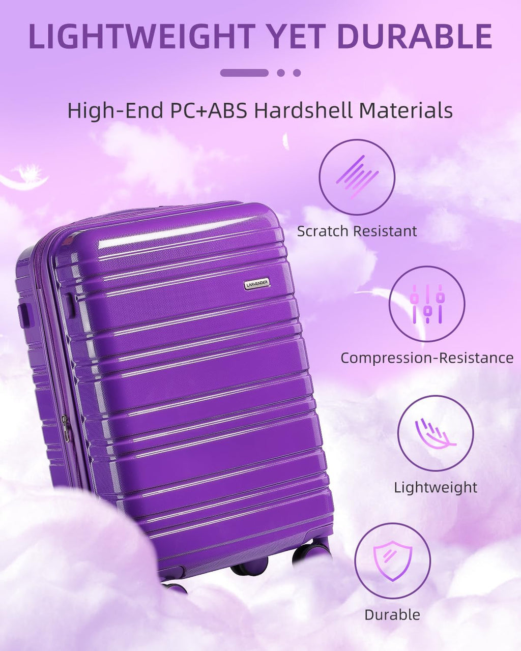 6-piece luggage set, expandable hardshell suitcase set with spinner wheels, lightweight rolling luggage set wourant