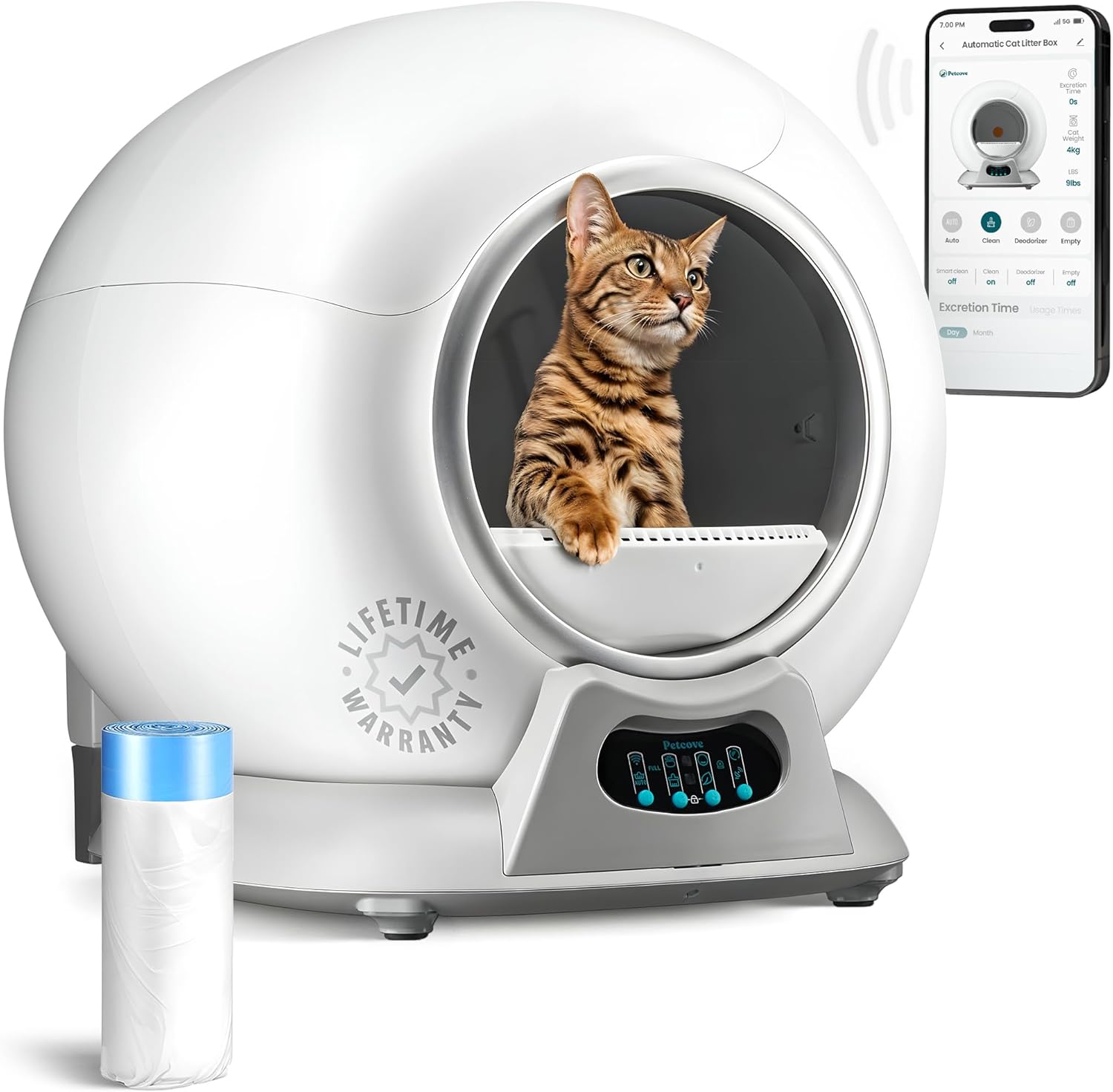 Self Cleaning Litter Box with Auto Safety Sensors for Multiple Cats - Automatic Cat Litter Box Self-Cleaning - Covered Odor Removal with APP Control - Compatible On All WiFi wourant