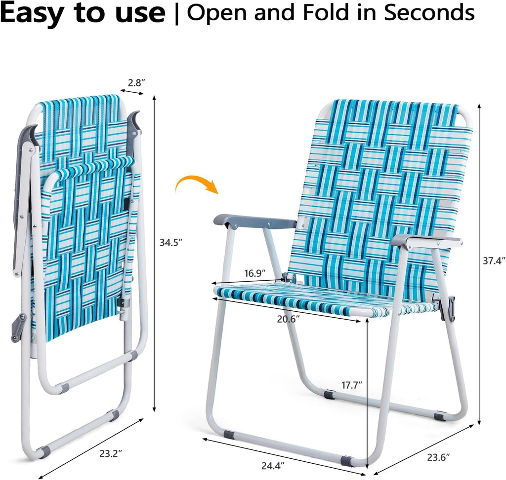 VINGLI Patio Lawn Webbed Folding Chairs Set of 2, Outdoor Beach Portable Lawn Chair Camping Chair Beach Chair wourant