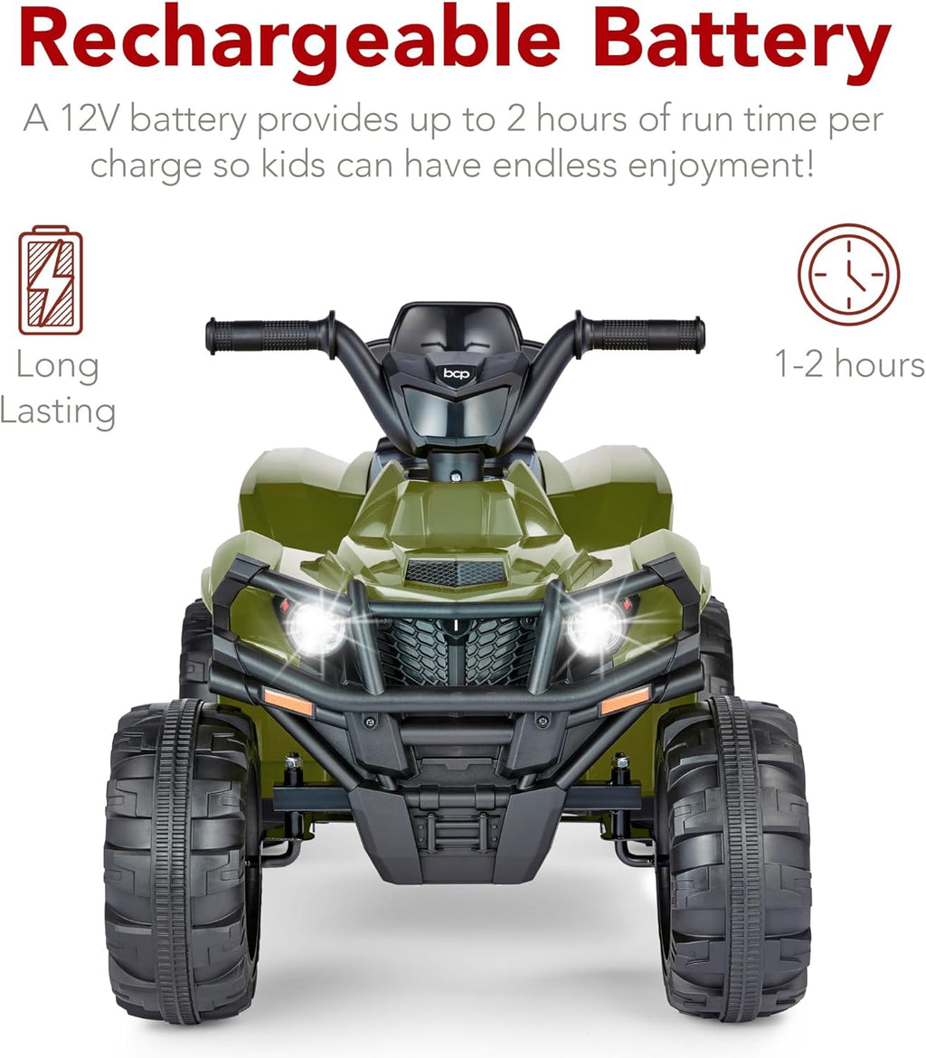 Best Choice Products 12V Kids Ride-On Electric ATV, 4-Wheeler Quad Car Toy w/Bluetooth Audio, 2.4mph Max Speed, Treaded Tires, LED Headlights, Radio wourant
