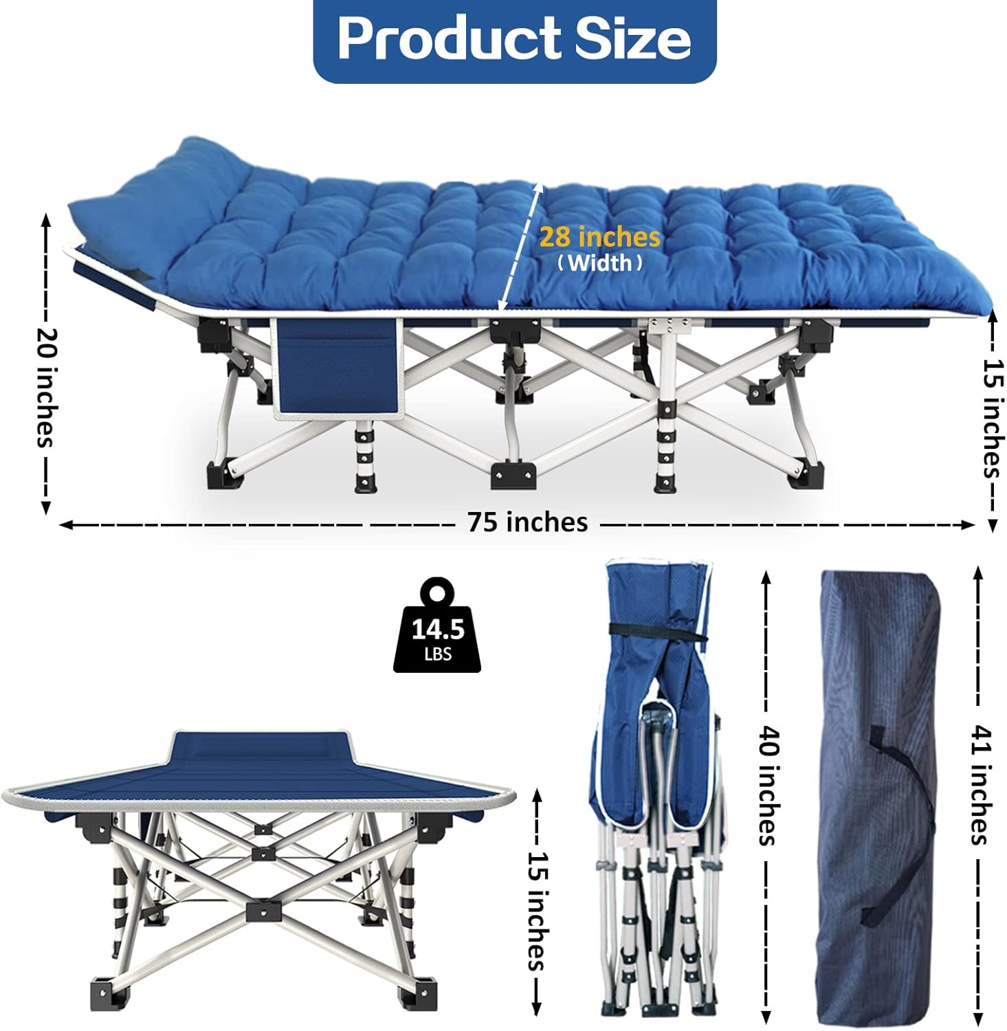 2 Pack Camping Cot with Mattress Comfortable Sleeping Cot Camping Cots for Adults 2 Person Folding Cot Heavy Duty Cots for Sleeping with Carry Bag Outdoor Indoor Home Vacation wourant