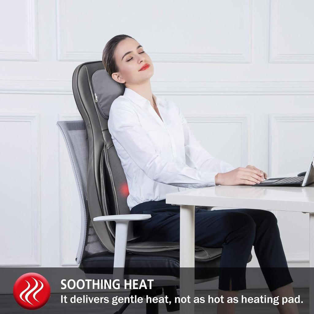 COMFIER Massager Chair with Heat Shiatsu Neck Back Massager Portable with Compress & Rolling Massage Chair Pad for Full Back Neck & Shoulders Full Body Pain wourant