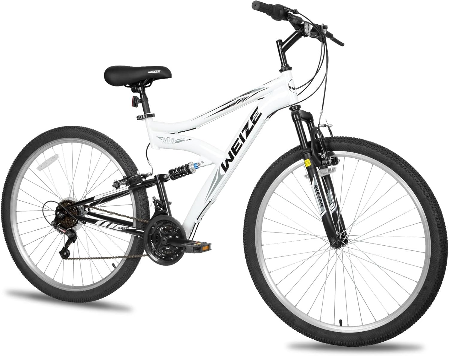 WEIZE Mountain Bike, 26 27.5 inch Outdoor Hybrid Bikes,18-Speed/High-Carbon Steel/Dual Full Suspension, Adjustable Ergonomic Seat for Men Women Adult, MTB Bicycle with Suspension Fork,Sleek Colors wourant