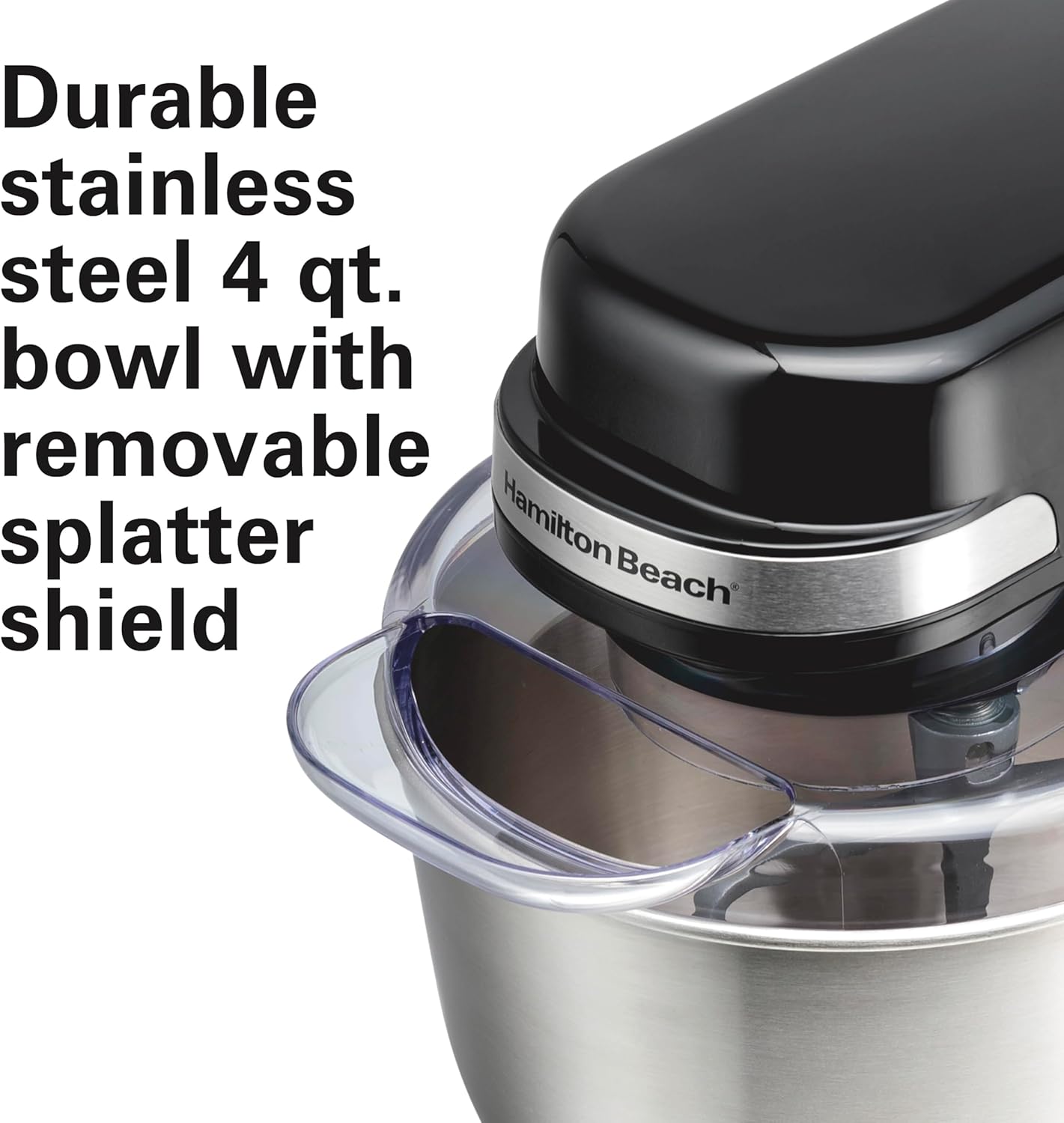 Hamilton Beach Electric Stand Mixer, 4 Quarts, Dough Hook, Flat Beater Attachments, Splash Guard 7 Speeds with Whisk, Black wourant