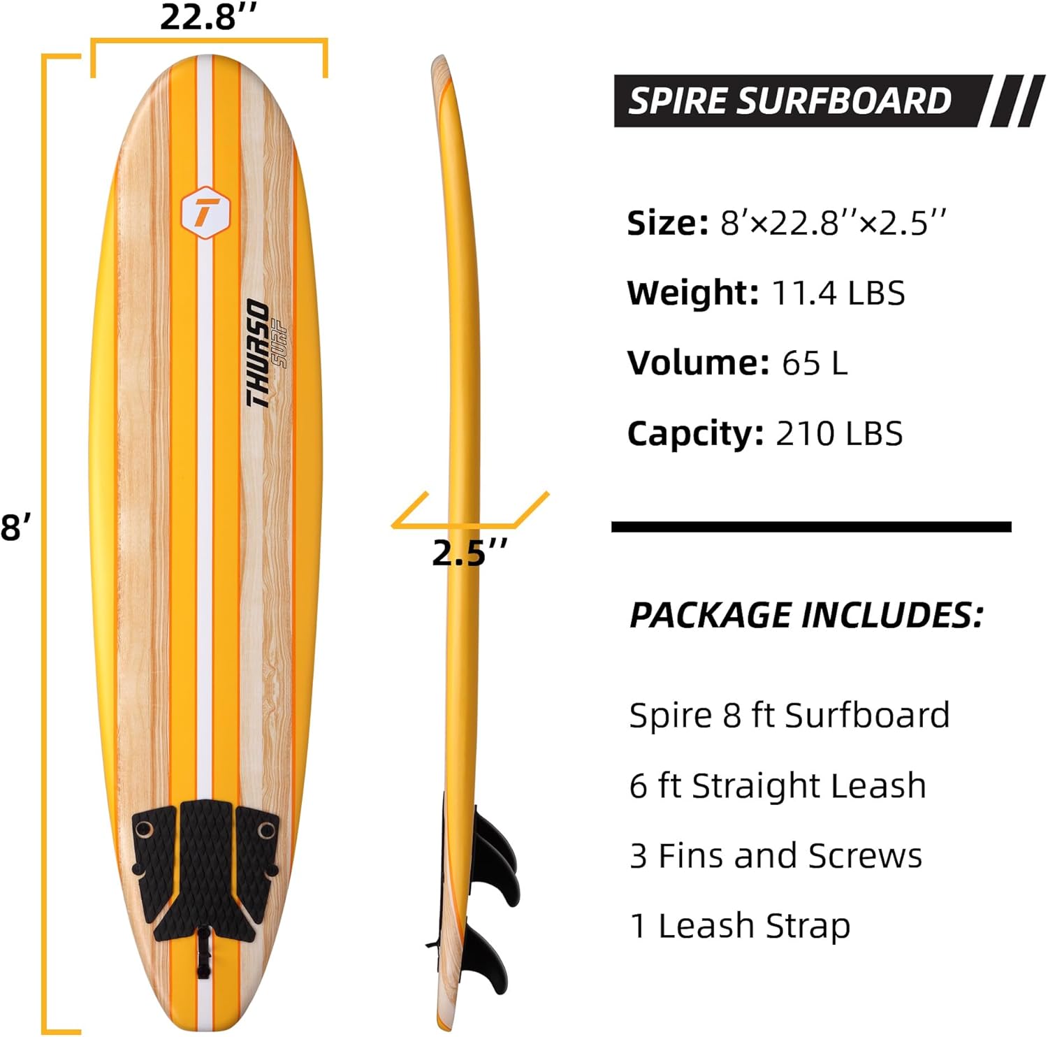 Thurso Surf 7/8 ft Soft Top Foam Beginner Surfboard for Adults and Kids Perfect Longboard for Surfing Beach Fun and Water Sports Lightweight and Durable Modern Design for All Levels of Surfers wourant