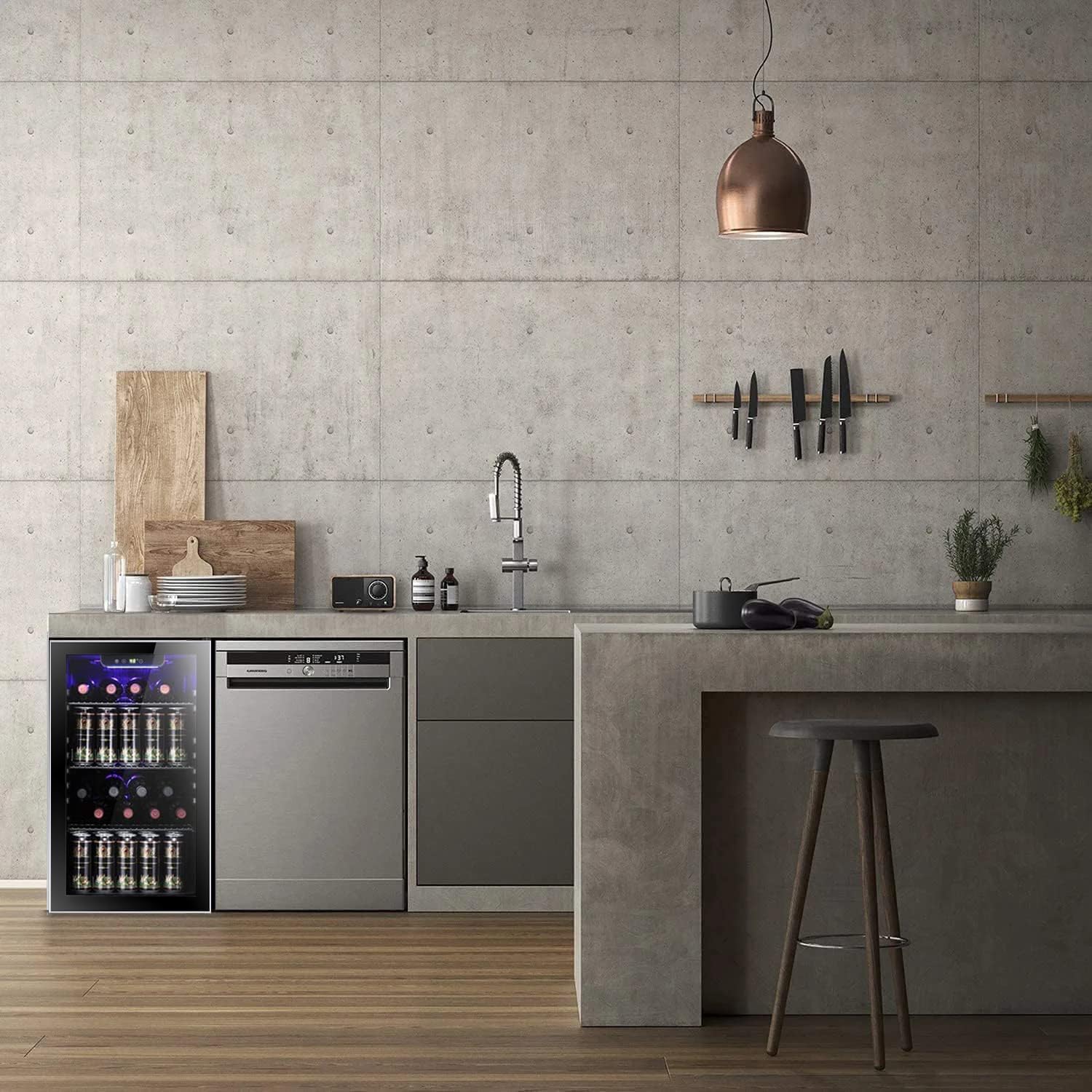 Antarctic Star 26 Bottle 130 Can Wine Cooler Cabinet Beverage Refrigerator Mini Wine Cellar wourant