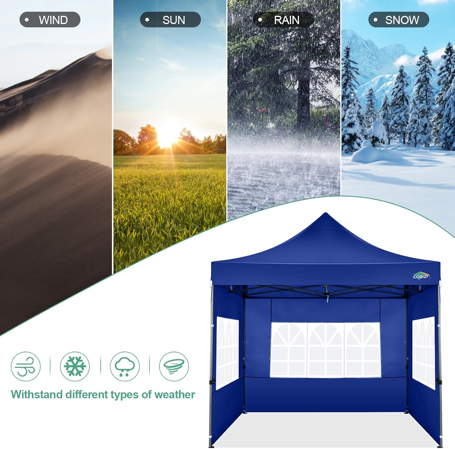 COBIZI 10x20 Heavy Duty Pop up Canopy Tent with 6 sidewalls Easy Up Commercial Outdoor Canopy Wedding Party Tents for Parties All Season Wind & Waterproof Gazebo with Roller Bag,Black(Frame Thickened) wourant