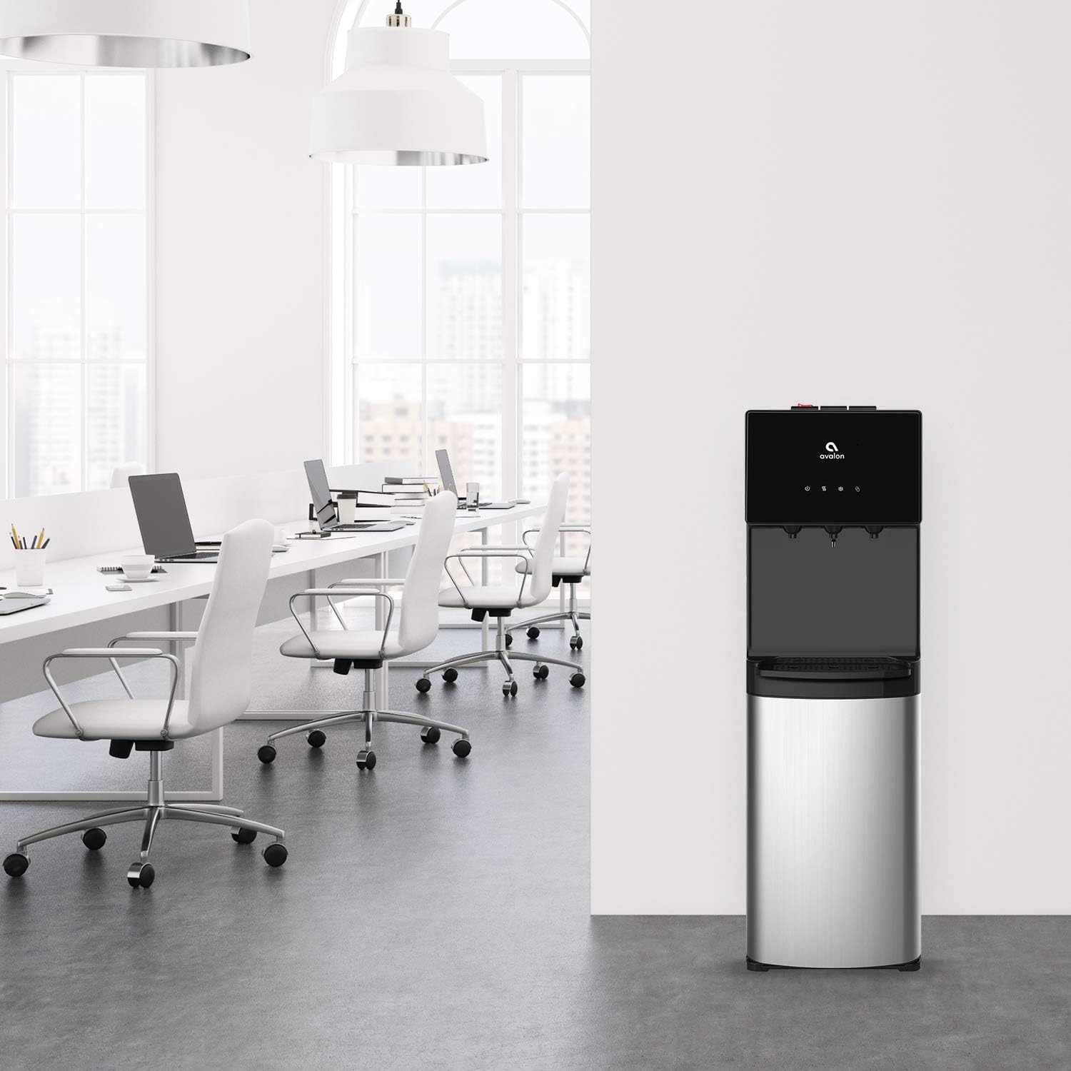 Avalon Bottom Loading Water Cooler Water Dispenser with BioGuard- 3 Temperature Settings - Hot, Cold & Room Water, Durable Stainless Steel Construction, Anti-Microbial Coating- UL Listed wourant