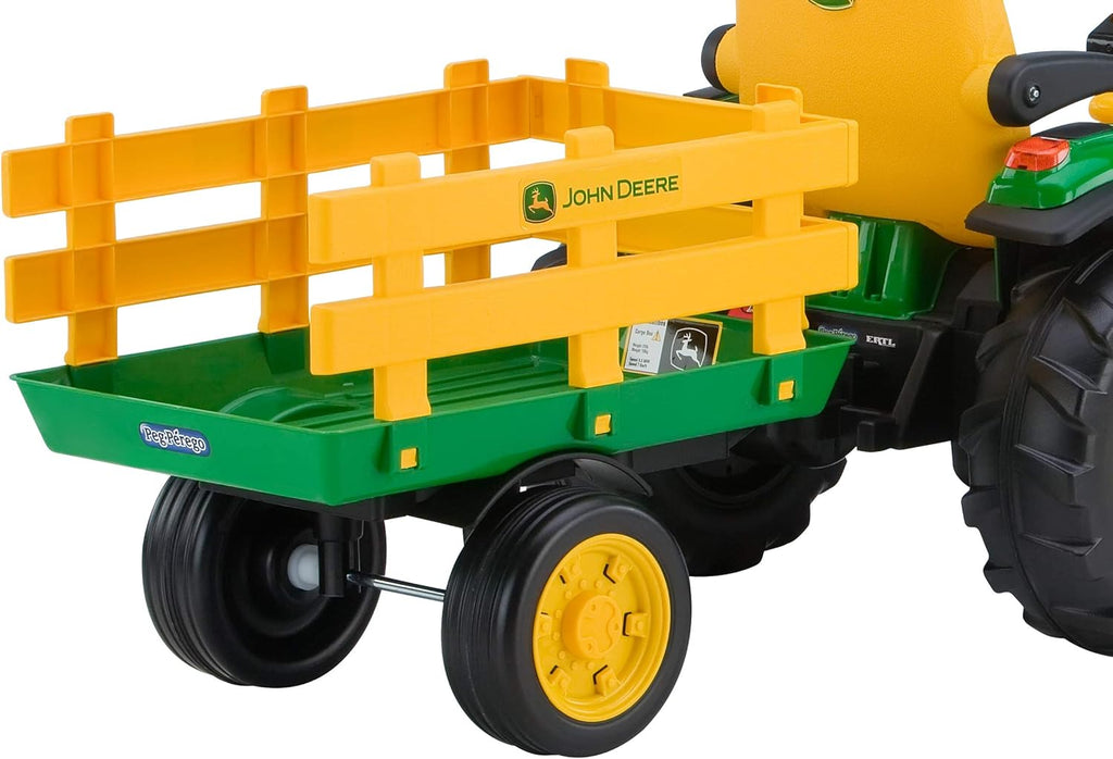 Peg Perego John Deere Ground Force Tractor with Trailer 12 Volt Ride on wourant