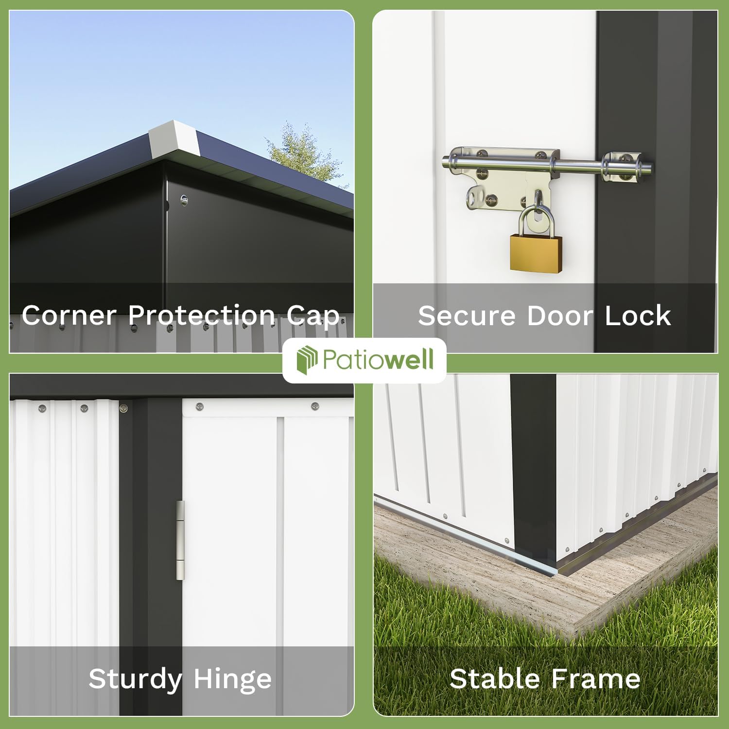 Patiowell 5x3 FT Outdoor Storage Shed Tool Shed with Sloping Roof and Lockable Door Metal Shed wourant