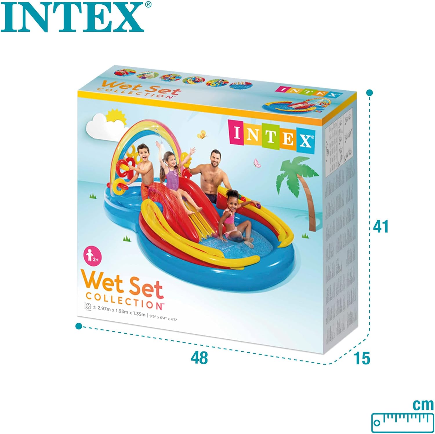 Intex 96" x 78" x 28" Inflatable Jungle Adventure Play Center Spray Kiddie Pool - Backyard Kids Water Slide, Outdoor Blow-Up Splash Pad for Toddlers wourant
