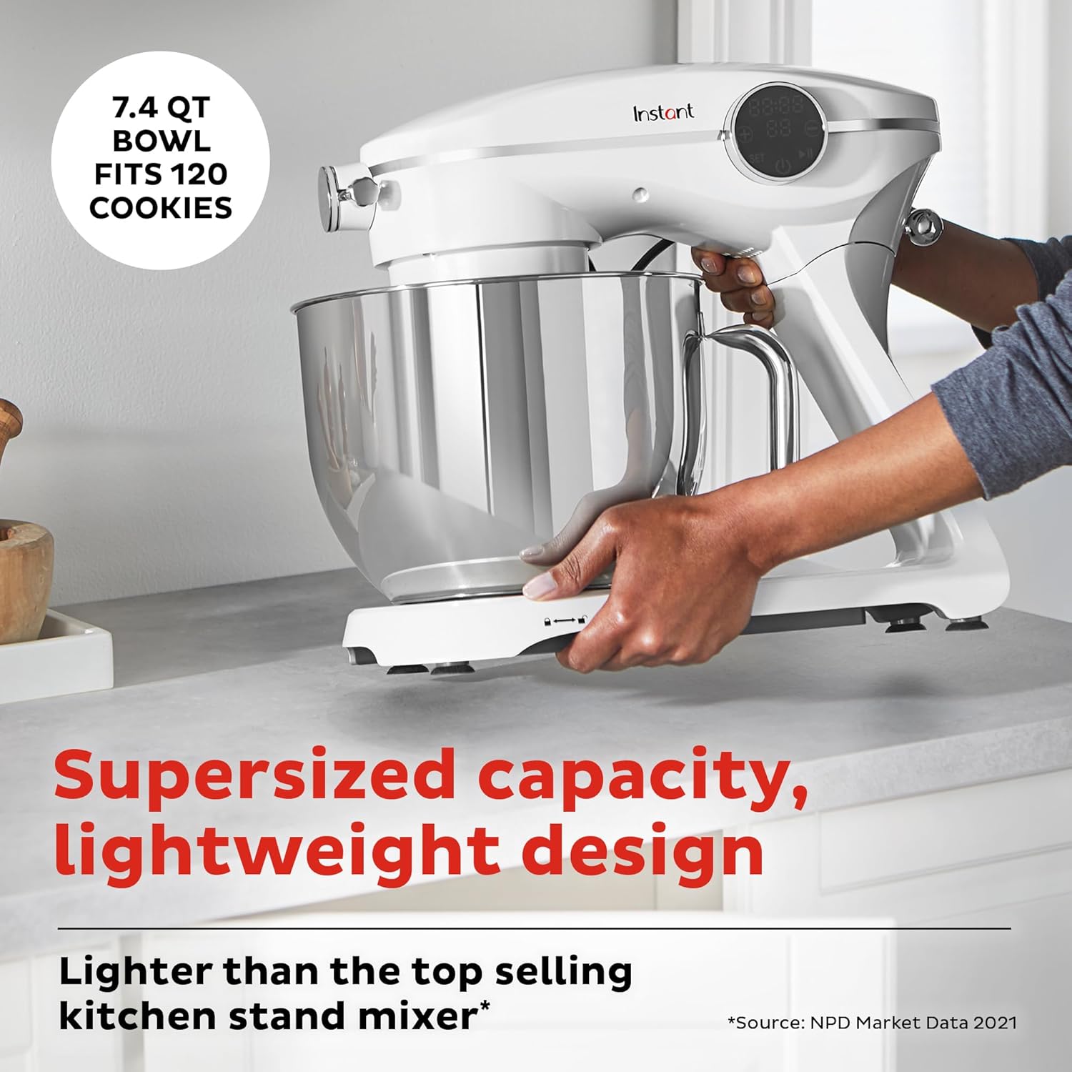 Instant Pot Instant Stand Mixer Pro 600W 10-Speed Electric Mixer with Digital Interface,7.4-Qt Stainless Steel Bowl,Dishwasher Safe Whisk,Dough Hook and Mixing Paddle wourant