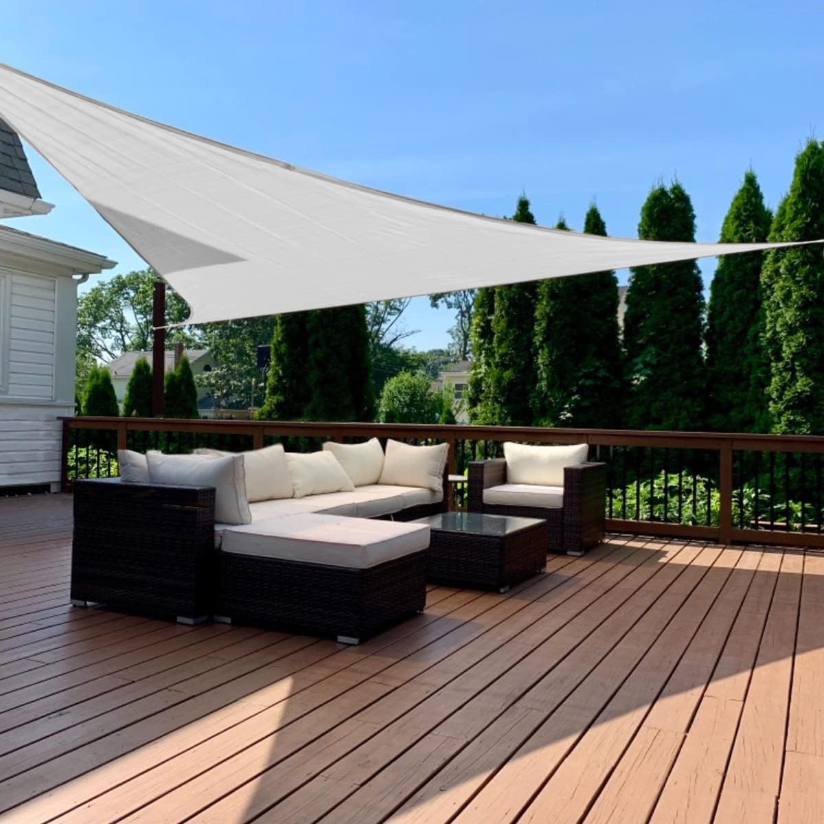 Quictent 20X20FT 185G HDPE Square Sun Shade Sail Canopy 98% UV Block Outdoor Patio Garden with Hardware Kit (Brown) woonhhop