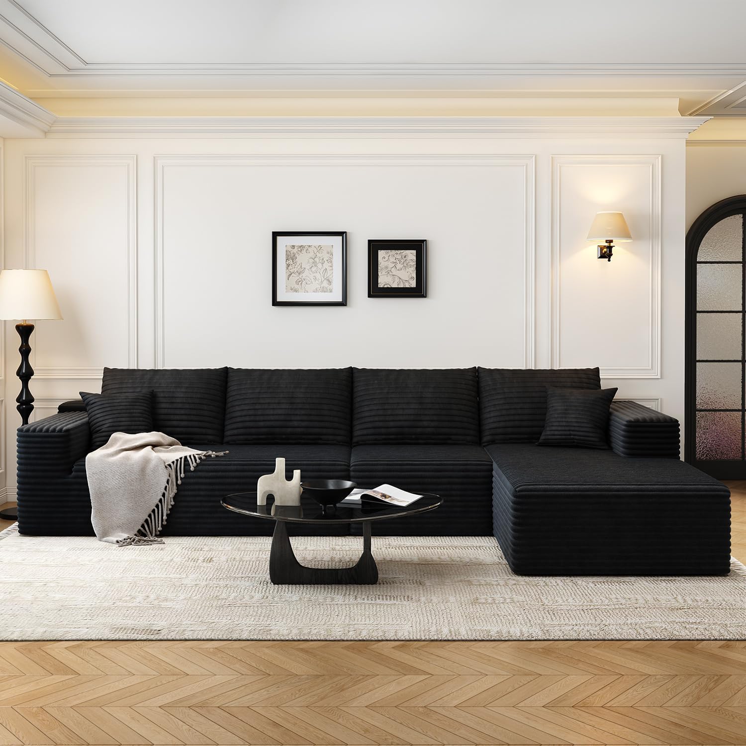 107.5" Cloud Modular Sectional Sofa Couch with L-Shape Chaise,Modern Minimalist Upholstered Couches wourant