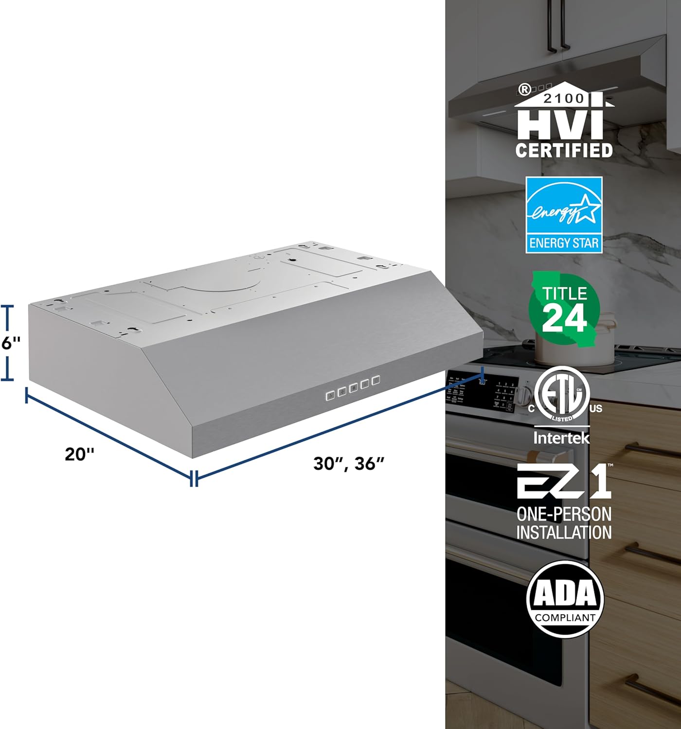 Broan-NuTone Three-Speed Glacier Undercabinet Range Hood with LED Light, ADA Compliant wourant