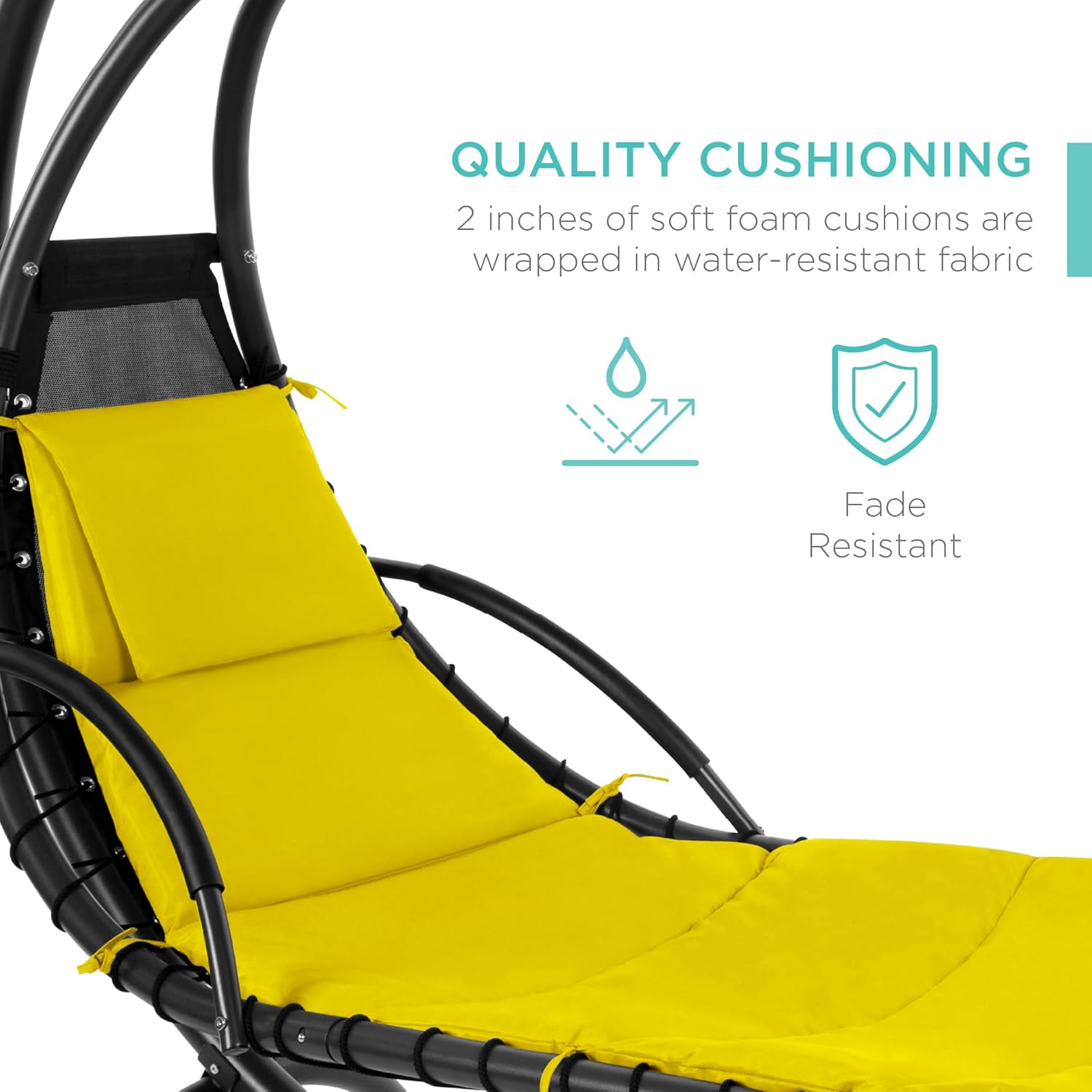 Best Choice Products Outdoor Hanging Curved Steel Chaise Lounge Chair Swing w/Built-in Pillow and Removable Canopy - Teal wourant